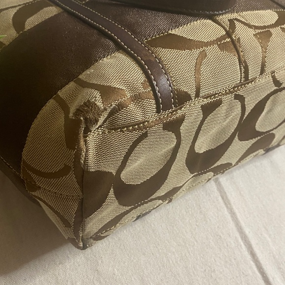 Coach Signature C Canvas Tote Bag, Brown, Brass Hardware - Picture 8 of 10